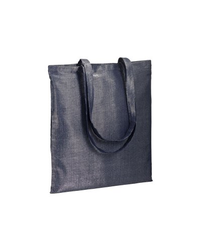 Shopper in policotone brillante Blu scuro