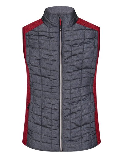 Ladies' Knitted Hybrid Vest Red-melange/anthracite-melange
