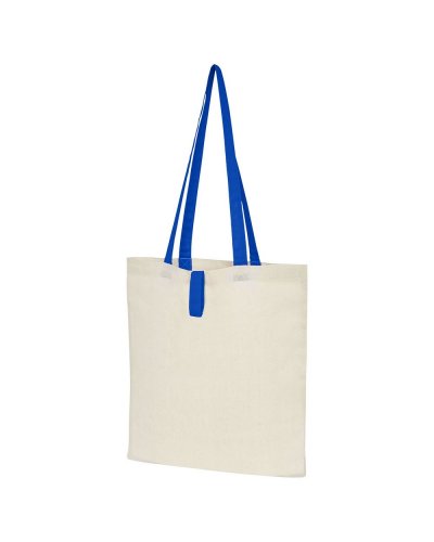 Shopper in cotone ripiegabile Nevada Natural/Royal Blue