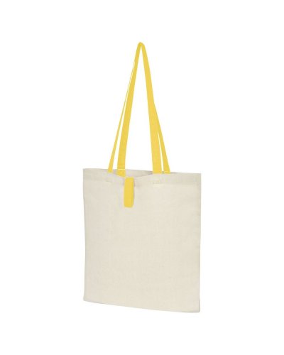 Shopper in cotone ripiegabile Nevada Natural/Giallo