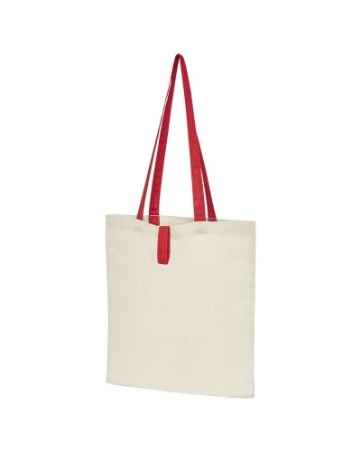 Shopper in cotone ripiegabile Nevada Natural/Rosso