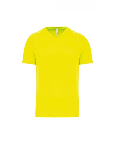 T-shirt uomo sportiva manica corta scollo a V Fluorescent Yellow
