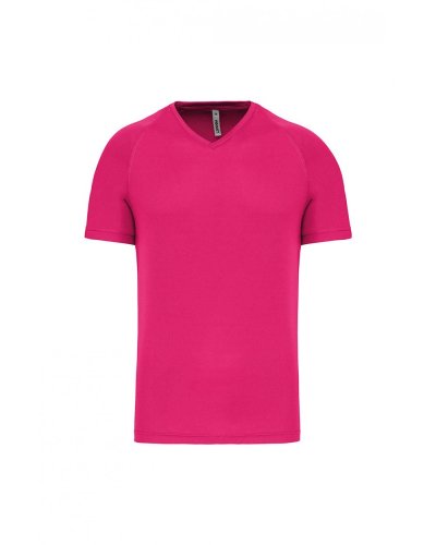 T-shirt uomo sportiva manica corta scollo a V Fuchsia
