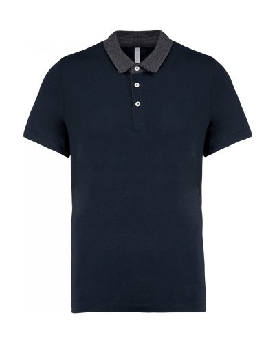Polo jersey uomo bicolore Navy / Dark Grey Heather
