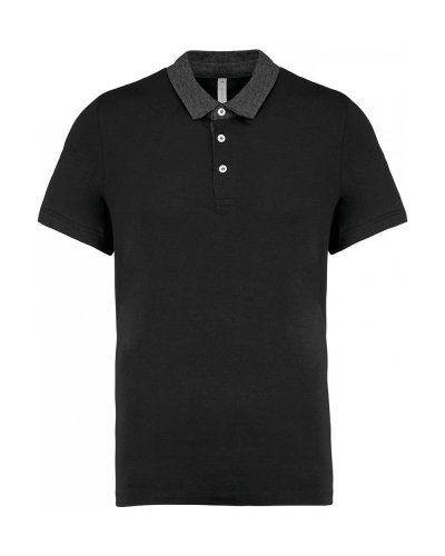 Polo jersey uomo bicolore Black / Dark Grey Heather
