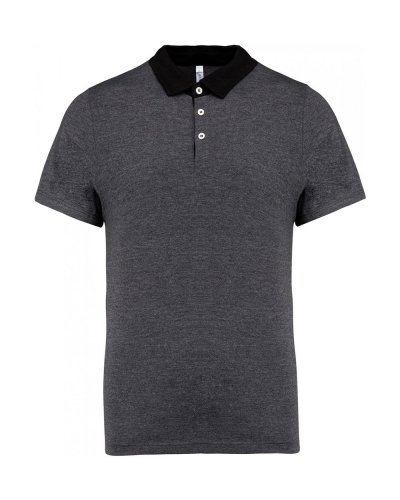 Polo jersey uomo bicolore Dark Grey Heather / Black