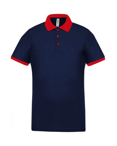 Polo piqué uomo performance Sporty Navy / Red