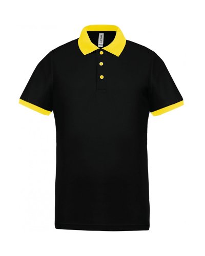Polo piqué uomo performance Black / Yellow