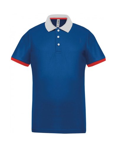 Polo piqué uomo performance Sporty Royal Blue / White / Red