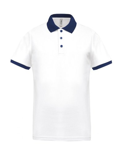 Polo piqué uomo performance White / Sporty Navy