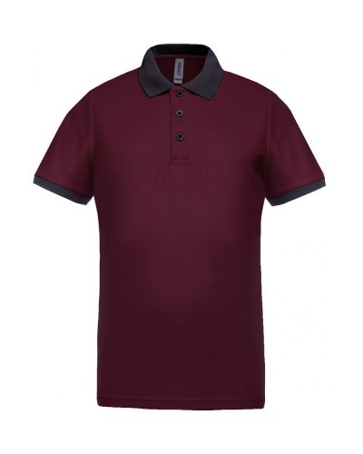 Polo piqué uomo performance Wine / sporty grey