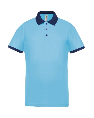 Polo piqué uomo performance Sky Blue / Sporty Navy