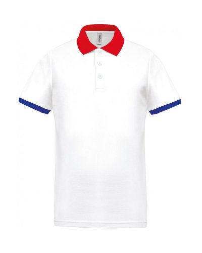 Polo piqué uomo performance White / Red / Sporty Royal Blue