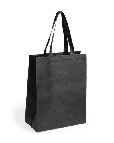 Borsa shopping con soffietto manici lunghi Nero