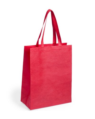Borsa shopping con soffietto manici lunghi Rosso