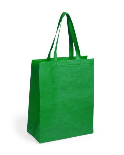 Borsa shopping con soffietto manici lunghi Verde