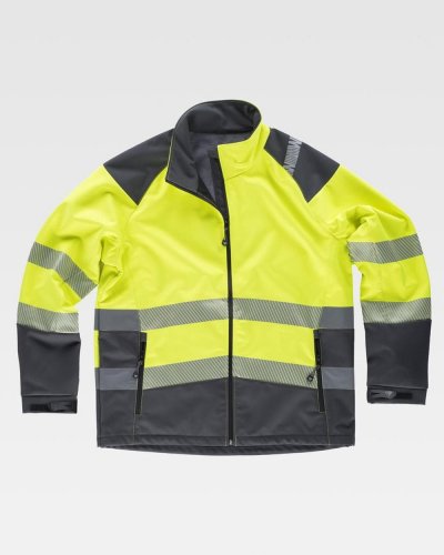 Giacca Workshell alta visibilità combinata su spalle