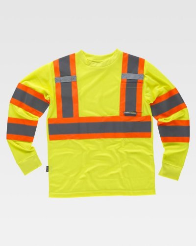 T-shirt riflettente-fluorescente manica lunga Giallo / Arancione