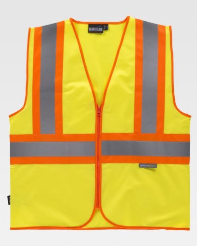 Gilet riflettente-fluorescente con collo a V Giallo / Arancione