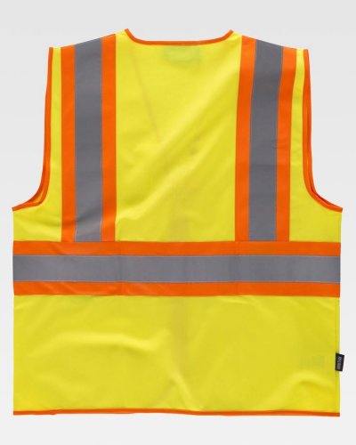 Gilet riflettente-fluorescente con collo a V