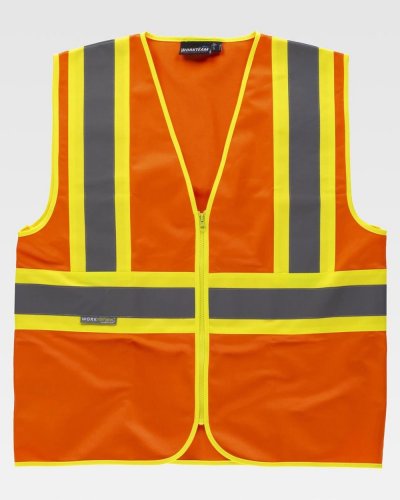 Gilet riflettente-fluorescente con collo a V
