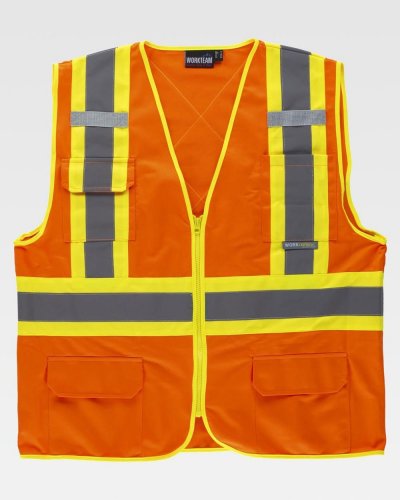 Gilet riflettente con cerniera di nylon Arancione / Giallo