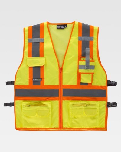 Gilet con bande rifrangenti combinate sul petto Giallo / Arancione