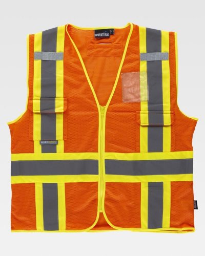 Gilet in rete con cerniera Arancione / Giallo