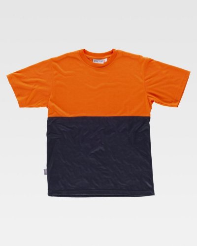 T-shirt bicolore manica corta alta visibilità Arancione / Navy