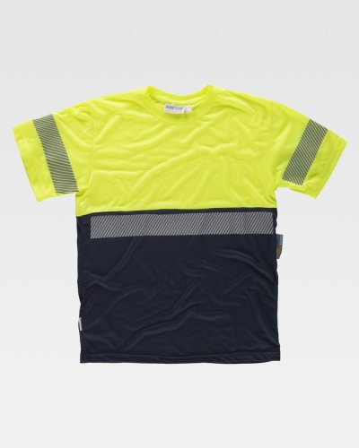 T-shirt bicolore manica corta con banda rifrangente