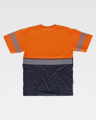 T-shirt bicolore manica corta con banda rifrangente