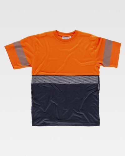 T-shirt bicolore manica corta con banda rifrangente