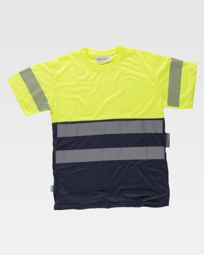 T-shirt bicolore manica corta con bande rifrangenti