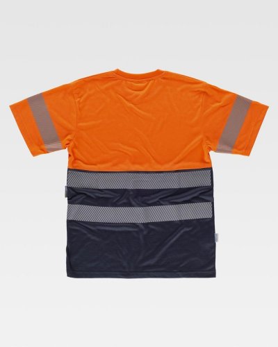 T-shirt bicolore manica corta con bande rifrangenti