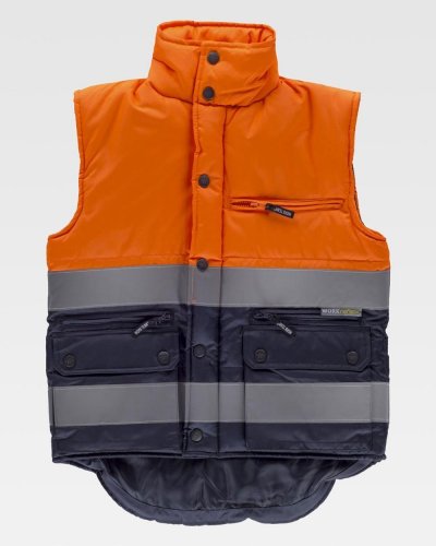 Gilet imbottito certificato alta visibilità tasca sul petto