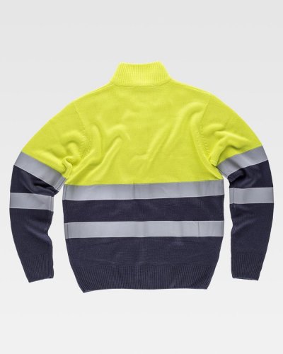 Maglia collo alto mezza zip bicolore