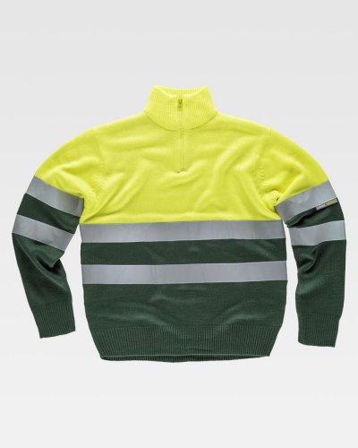 Maglia collo alto mezza zip bicolore