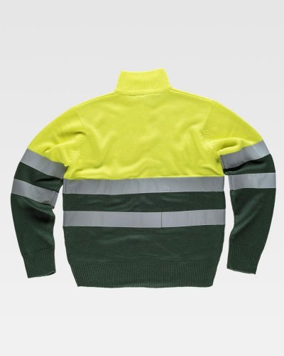 Maglia collo alto mezza zip bicolore