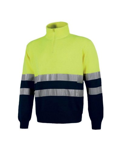 Maglia collo alto mezza zip bicolore