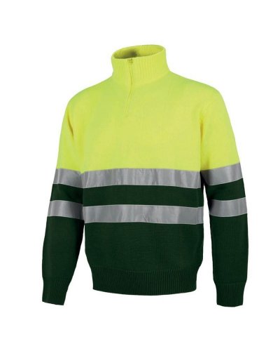 Maglia collo alto mezza zip bicolore