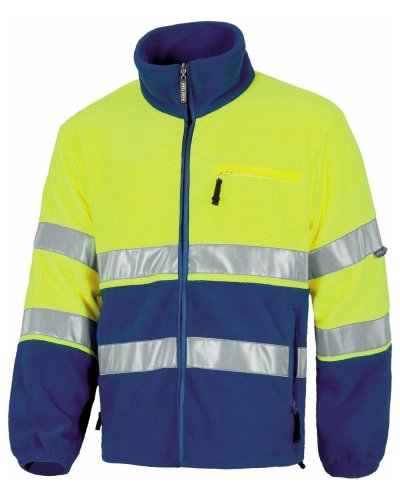Pile zip lunga bicolore certificato alta visibilità ROYAL BLUE / YELLOW