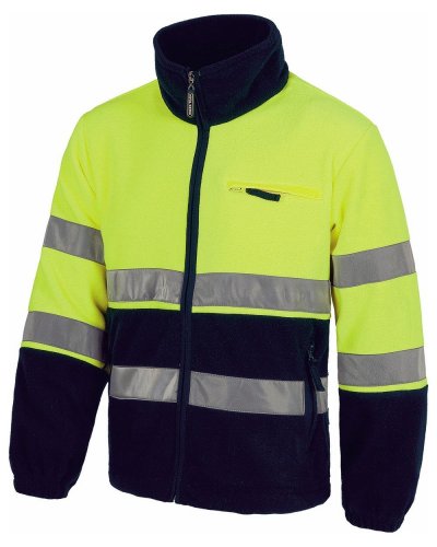 Pile zip lunga bicolore certificato alta visibilità NAVY / YELLOW