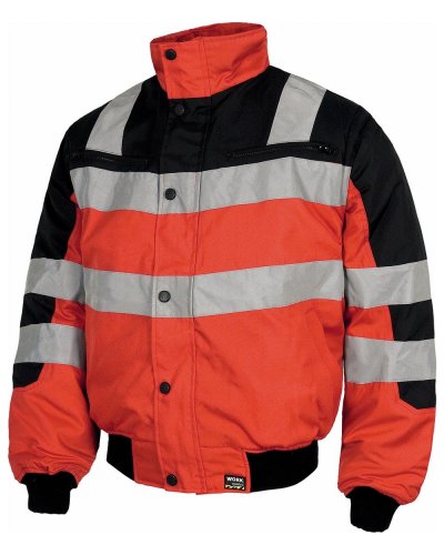 Giubbotto imbottito maniche staccabili alta visibilità BLACK / RED