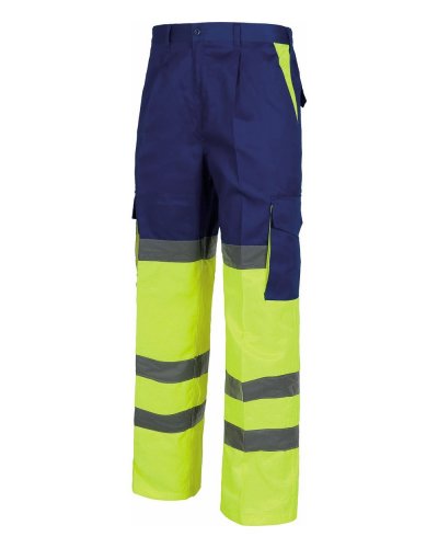 Pantalone bicolore certificato alta visibilità fondo dritto ROYAL BLUE / YELLOW