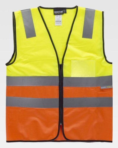 Gilet certificato alta visibilità con cerniera e scollo a V