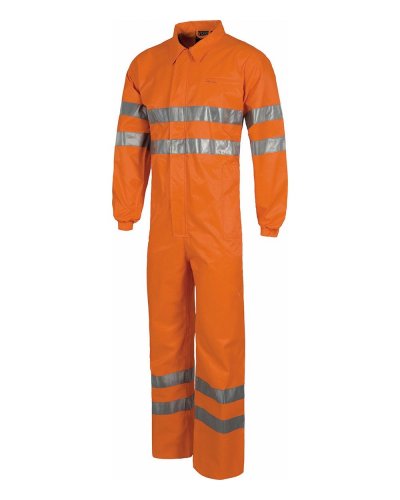 Tuta certificata alta visibilità con patta in velcro ORANGE