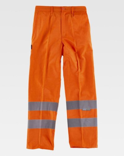 Pantaloni alta visibilità con bande rifrangente
