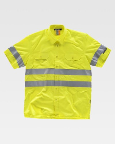 Camicia a manica corta con taschino e bande rifrangenti