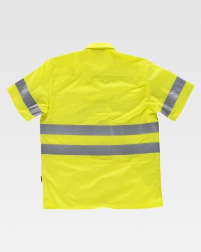 Camicia a manica corta con taschino e bande rifrangenti