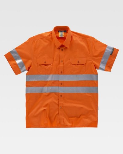 Camicia a manica corta con taschino e bande rifrangenti